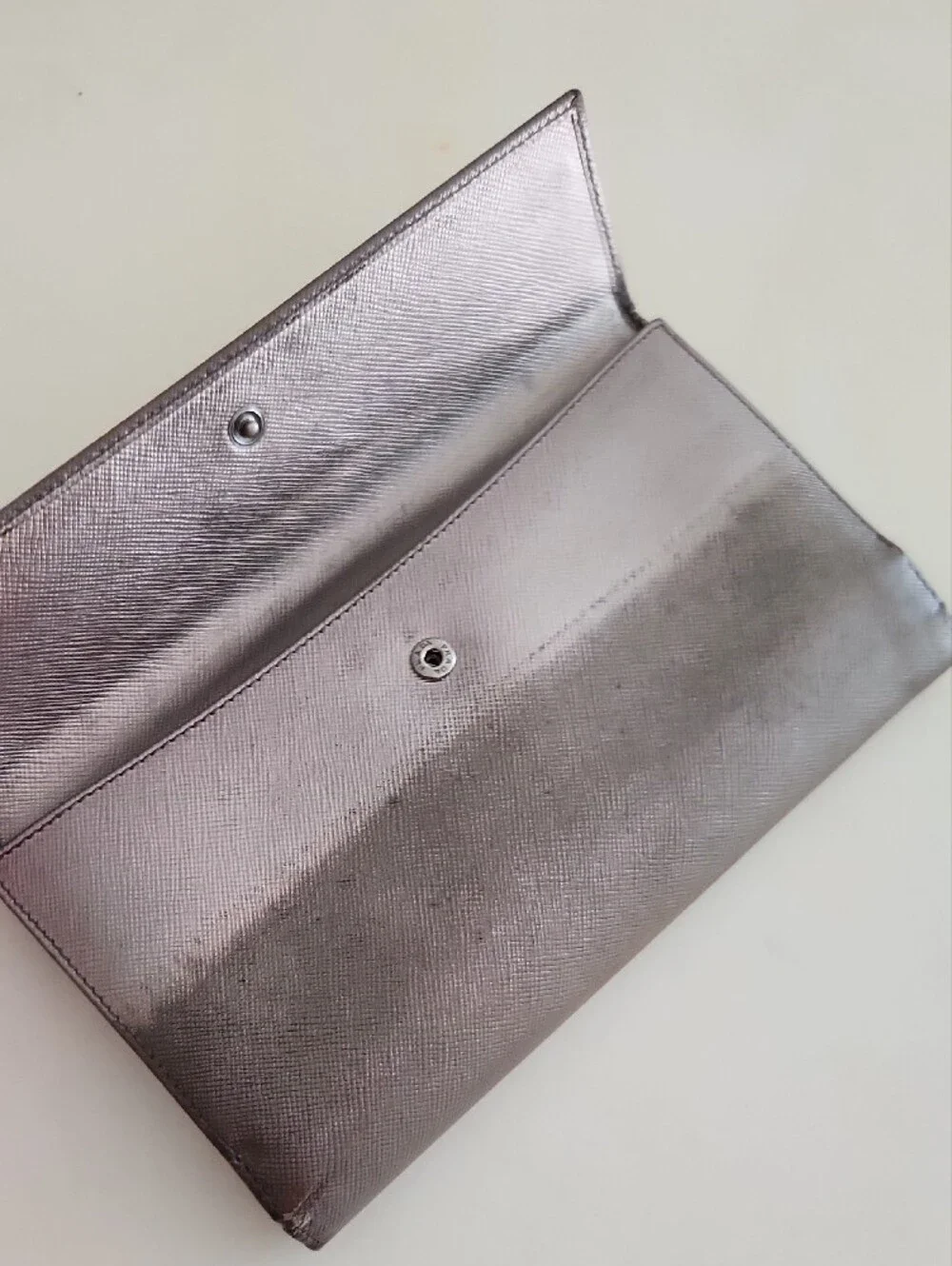 Prada Metallic Saffiano Leather Wallet..preloved.